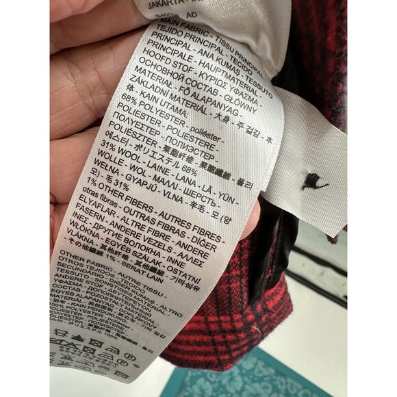 Levi’s Buffalo Plaid Truckers Jacket Women’s L Polyester Wool Blend Red & Black - Picture 8 of 14